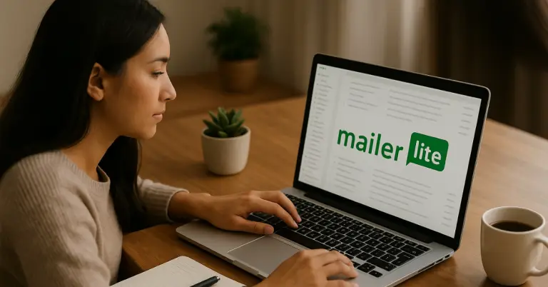 a woman typing on a laptop