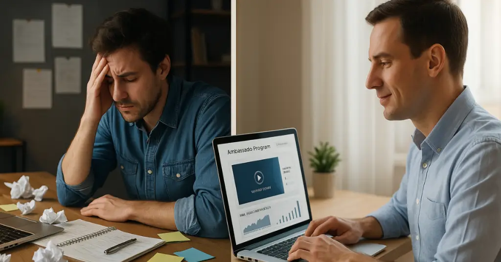 unhappy man and happy man